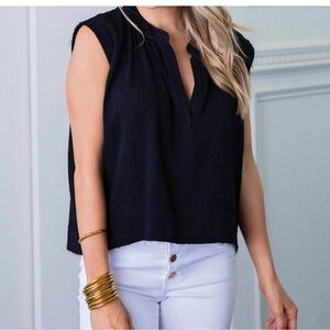 Karlie Gauze Sleeveless Top Black S